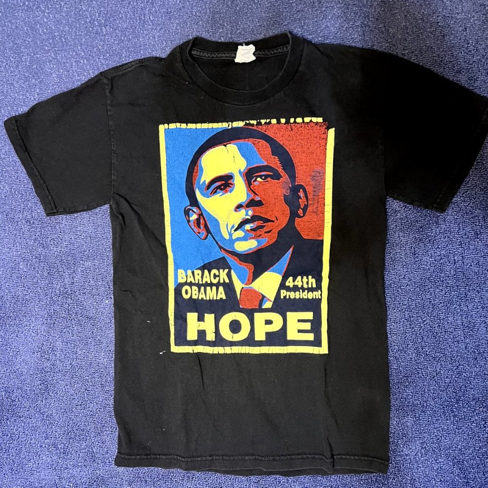 Vintage Barack Obama Big Face T Shirt Change Hope Black Graphic Mens SMALL